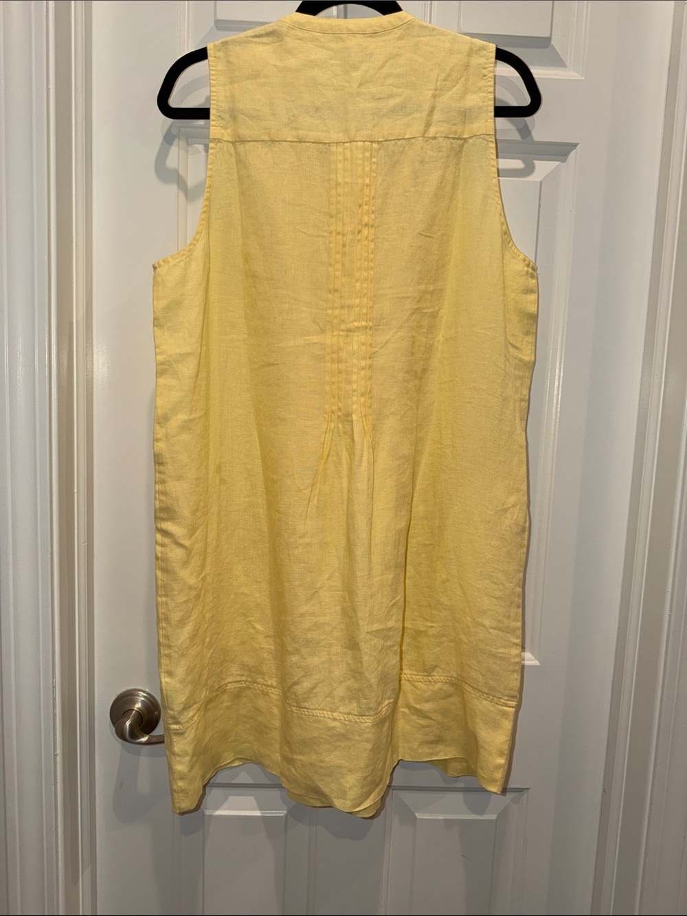 Quince 100% European linen sleeveless swing dress soft Yellow Tunic Dress large - Picture 4 of 7